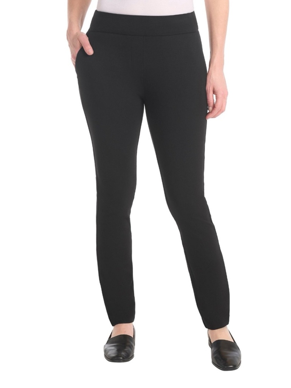 Dalia Black Skinny Ponte Pull-On Pants
